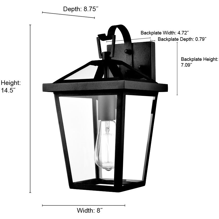 Mensun 1 Light 14.5 inch Textured Black Outdoor Wall Sconce
